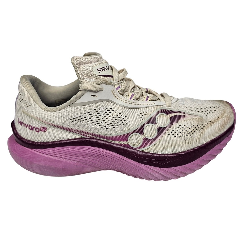 Saucony Kinvara 15 Womens 8.5 Cream Purple Running Shoes S10903-110 Low Top - Picture 6 of 11